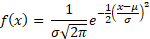 Gaussian probability density function formula